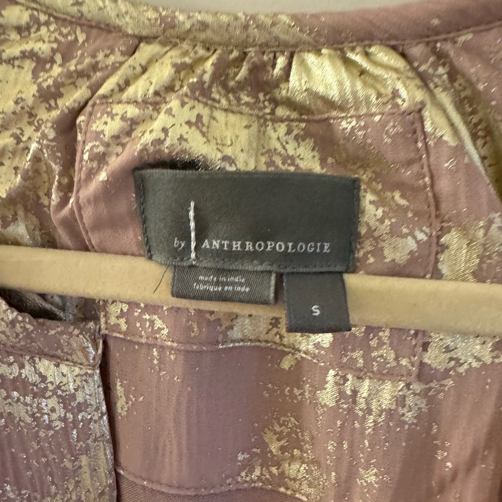Anthropologie Gold and Pink Top